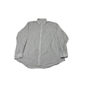 J. Press Mens Blue White Striped Button Down Shirt Cotton Long Sleeve Large